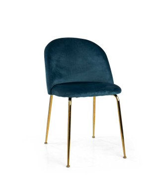Sedia velluto Sammi blu struttura oro Vacchetti