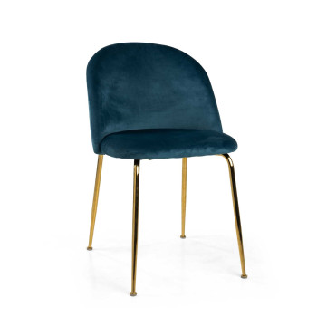 Sedia velluto Sammi blu struttura oro Vacchetti