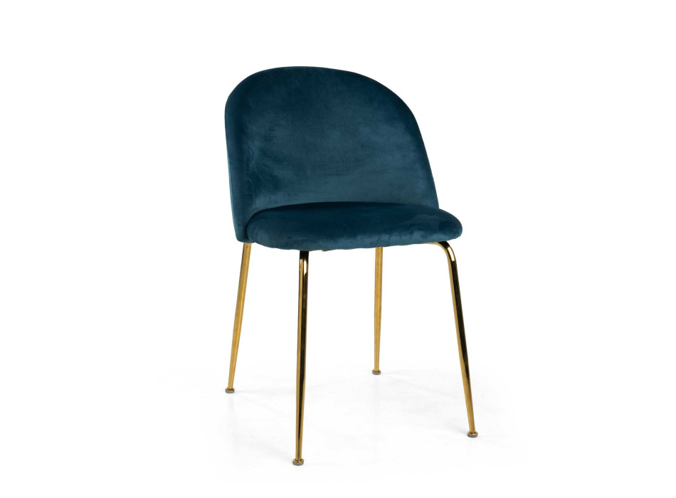 Sedia velluto Sammi blu struttura oro Vacchetti
