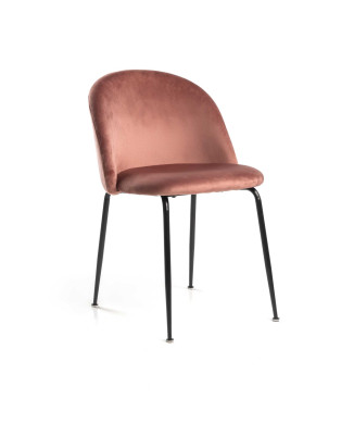 Sedia velluto Sammi rosa antico struttura nero Vacchetti