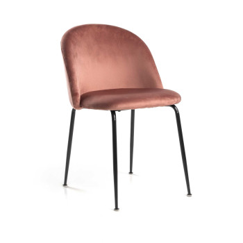 Sedia velluto Sammi rosa antico struttura nero Vacchetti