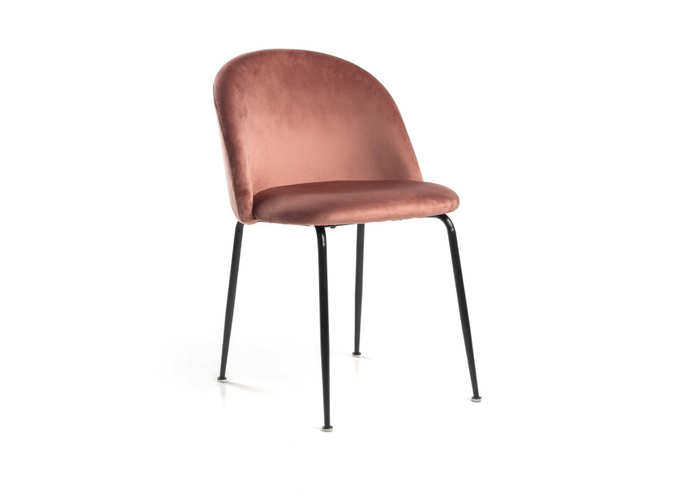 Sedia velluto Sammi rosa antico struttura nero Vacchetti