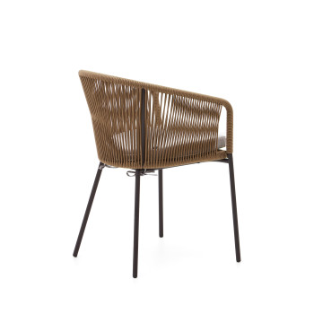 Sedia Yanet in corda beige e gambe in acciaio zincato