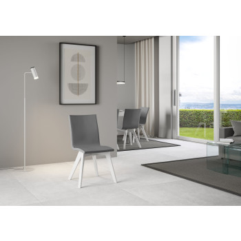Sedie - Sedia Trudy gambe bianche cuscino grigio 11