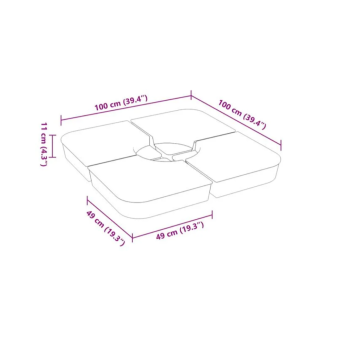 Set Base per Ombrellone 4 pz con Supporto a Croce 100 kg PP