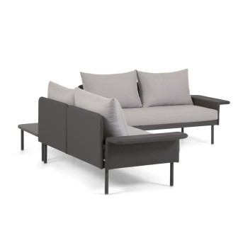 Set esterno Zaltana divano ad angolo, tavolo alluminio verniciato