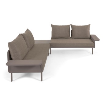 Set esterno Zaltana divano ad angolo, tavolo alluminio verniciato