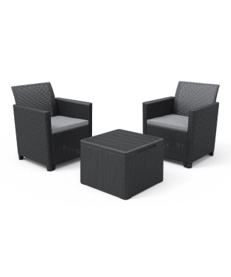 Set Tavolino e 2 Poltrone Da Giardino CLAIRE BALCONY SET KETER 