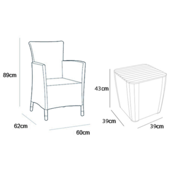 Set Tavolino e 2 Poltrone Da Giardino IOWA BALCONY SET KETER 