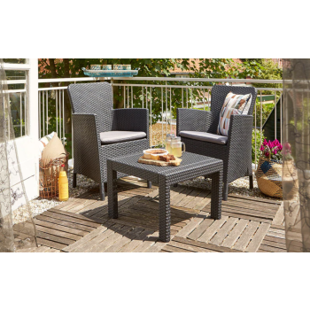 Set Tavolino e 2 Poltrone Da Giardino SALVADOR BALCONY SET KETER 