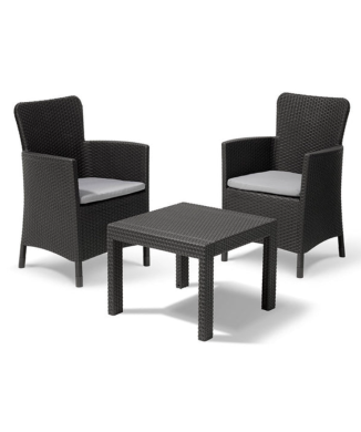 Set Tavolino e 2 Poltrone Da Giardino SALVADOR BALCONY SET KETER 