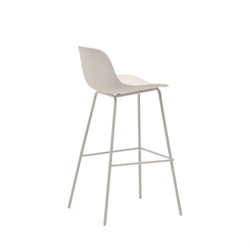 Sgabello Altea beige e gambe in acciaio con finitura beige 75 cm