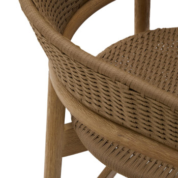 Sgabello Arinella in legno massiccio di acacia, finitura naturale e corda beige 75 cm FSC 100%