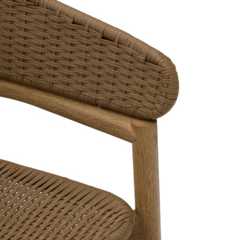 Sgabello Arinella in legno massiccio di acacia, finitura naturale e corda beige 75 cm FSC 100%