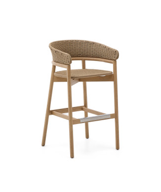 Sgabello Arinella in legno massiccio di acacia, finitura naturale e corda beige 75 cm FSC 100%