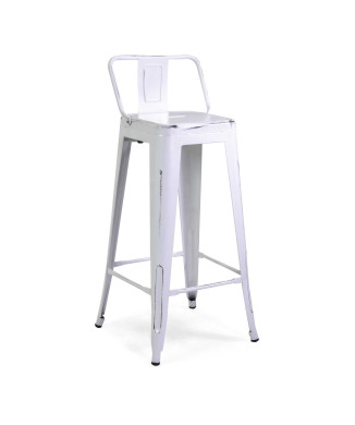 Sgabello ferro New Bristol bianco antico c/ schienale cm42x42h94 vacchetti