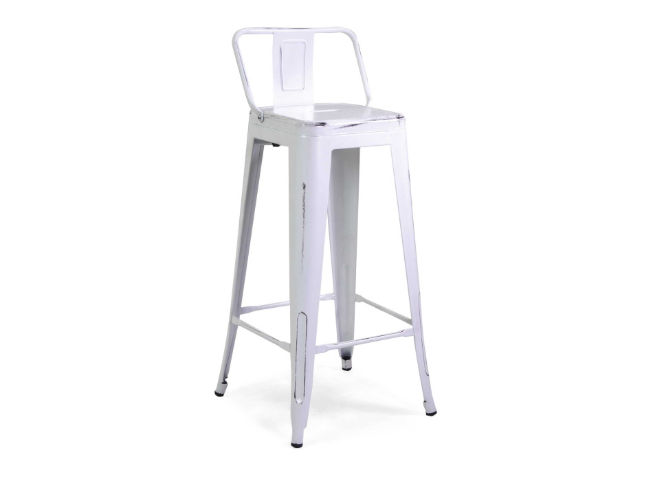 Sgabello ferro New Bristol bianco antico c/ schienale cm42x42h94 vacchetti