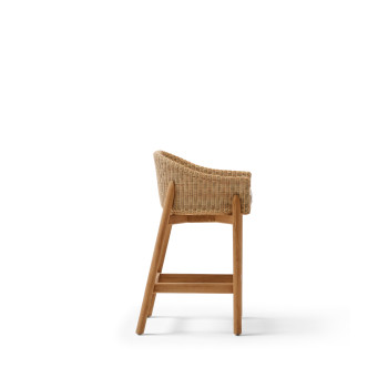 Sgabello Galea in legno massello di teak e rattan sintetico 65 cm FSC 100%