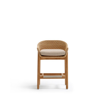 Sgabello Galea in legno massello di teak e rattan sintetico 65 cm FSC 100%