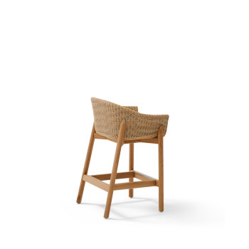 Sgabello Galea in legno massello di teak e rattan sintetico 65 cm FSC 100%