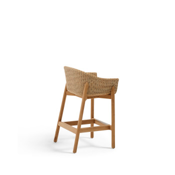 Sgabello Galea in legno massello di teak e rattan sintetico da 75 cm FSC 100%