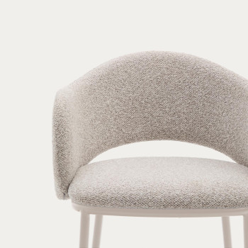 Sgabello Maina di ciniglia spesa beige e gambe in acciaio finitura beige FSC Mix Credit 65 cm