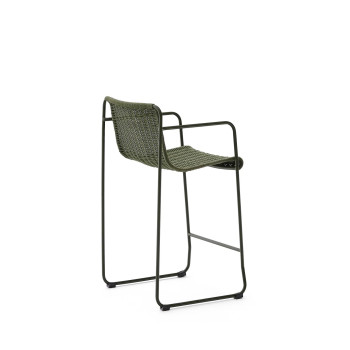 Sgabello Maurina in acciaio zincato verde e corda