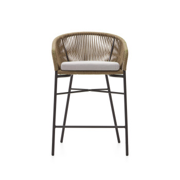 Sgabello Yanet in corda beige altezza 65 cm