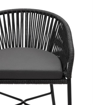 Sgabello Yanet in corda nera altezza 80 cm