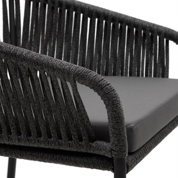 Sgabello Yanet in corda nera altezza 80 cm