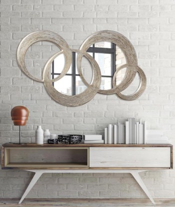 SPECCHIERA A MANO IN LEGNO FINITURA BIANCO ANTICATO MADE IN ITALY