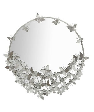SPECCHIO FARFALLE ROUND SILVER