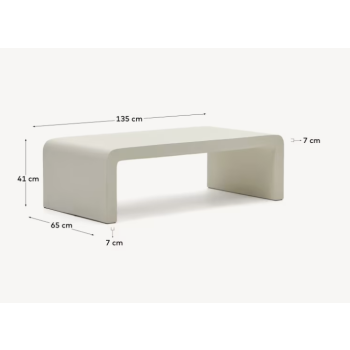 Tavolino Aiguablava in cemento bianco 135 x 65 cm