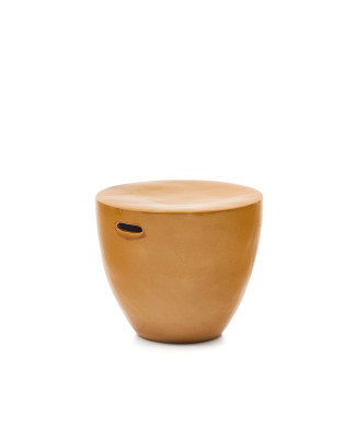 Tavolino da appoggio per esterni Mesquida in ceramica con finitura smaltata in color senape Ø 45 cm
