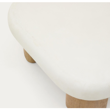 Tavolino da esterno Labra in cemento e legno d'acacia 140 x 70 cm