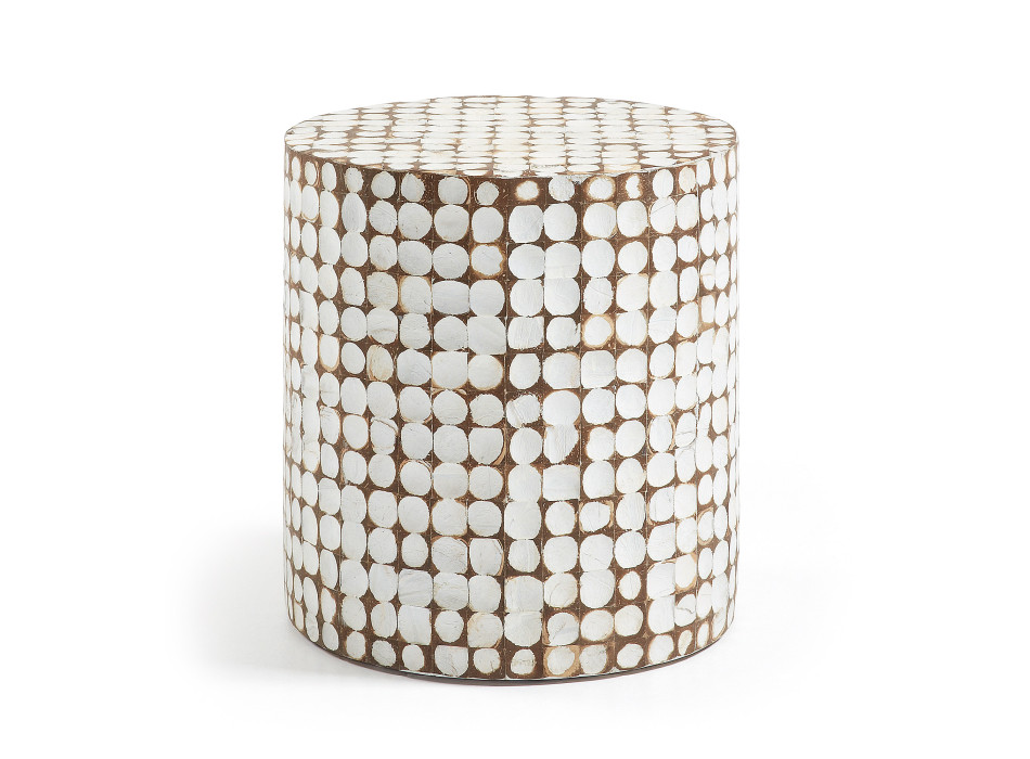 Tavolino Necoco in legno massello di mango e gusci di cocco Ø 40 cm