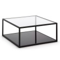 Tavolino quadrato Blackhill 80 x 80 cm vetro nero trasparente