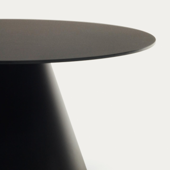 Tavolino Wilshire in vetro temperato smerigliato e acciaio verniciato Ø80cm