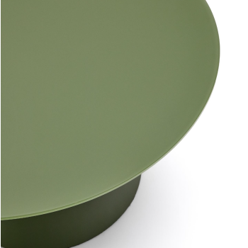 Tavolino Wilshire in vetro temperato smerigliato e acciaio verniciato Ø80cm