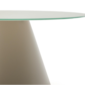 Tavolino Wilshire in vetro temperato smerigliato e acciaio verniciato Ø80cm