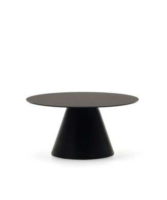 Tavolino Wilshire in vetro temperato smerigliato e acciaio verniciato Ø80cm