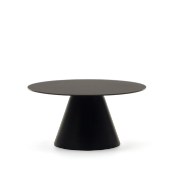 Tavolino Wilshire in vetro temperato smerigliato e acciaio verniciato Ø80cm