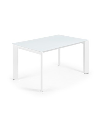 Tavolo allungabile Axis in vetro bianco e gambe in vetro bianco 200cm