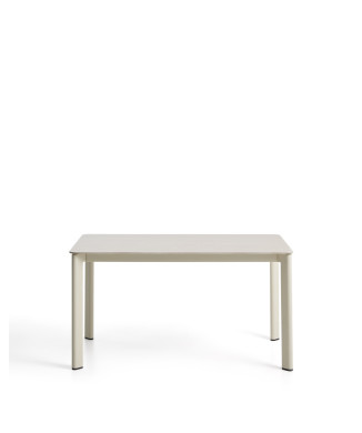 Tavolo Anafi in pietra sinterizzata e alluminio ecrù 140 x 80 cm