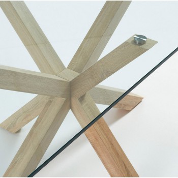 Tavolo Argo in vetro e gambe in acciaio effetto leVetro Traspare