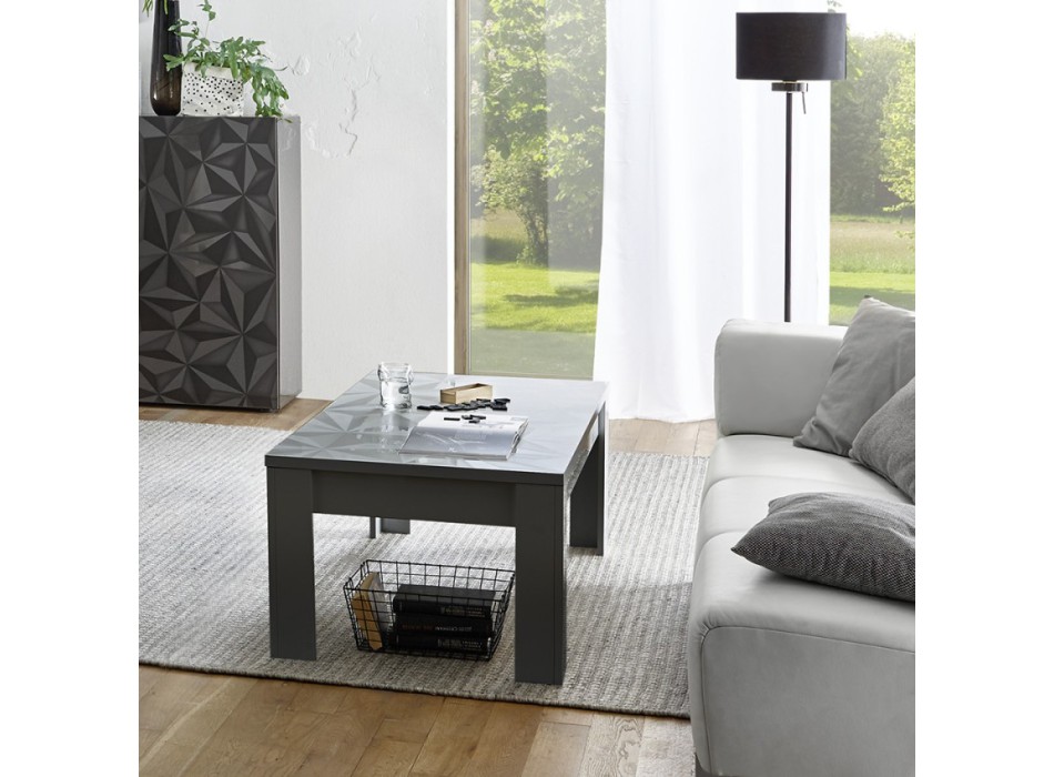 Tavolino Basso In Agglomerato Grigio Cemento - 100x60x42 Cm - 6