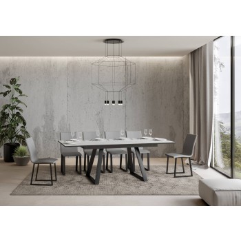 Tavolo Bernadette - Tavolo allungabile 90x160/220 cm Bernadette Bianco Frassino telaio Antracite