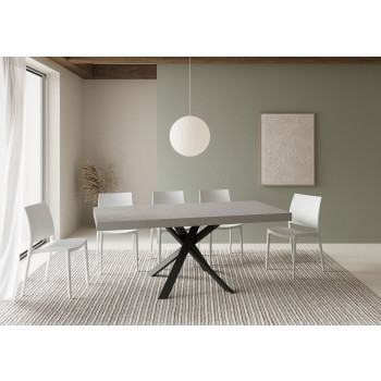 Tavolo Clerk Premium gambe antracite P.90 - Tavolo allungabile 90x90/194 cm Clerk Premium piano Bianco Frassino - gambe antracite