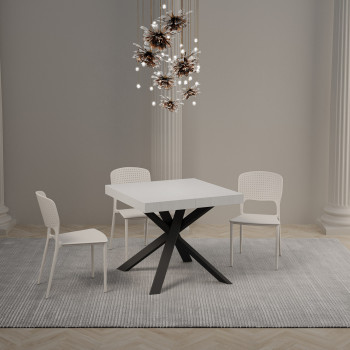 Tavolo Clerk Premium gambe antracite P.90 - Tavolo allungabile 90x90/194 cm Clerk Premium piano Bianco Frassino - gambe antracite