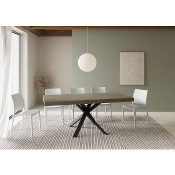 Tavolo Clerk Premium gambe antracite P.90 - Tavolo allungabile 90x90/194 cm Clerk Premium piano Bianco Frassino - gambe antracite